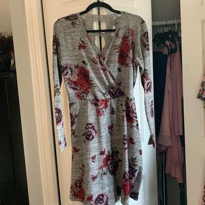 Heather grey & floral dress.